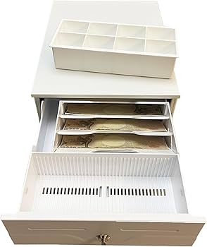 5台中の3台 未使用 NUSRATS 自動＆手動兼用 キャッシュドロア 白 小型 Amazon | NUSRATS キャッシュドロア 小型 手動式 キャッシュドロアー